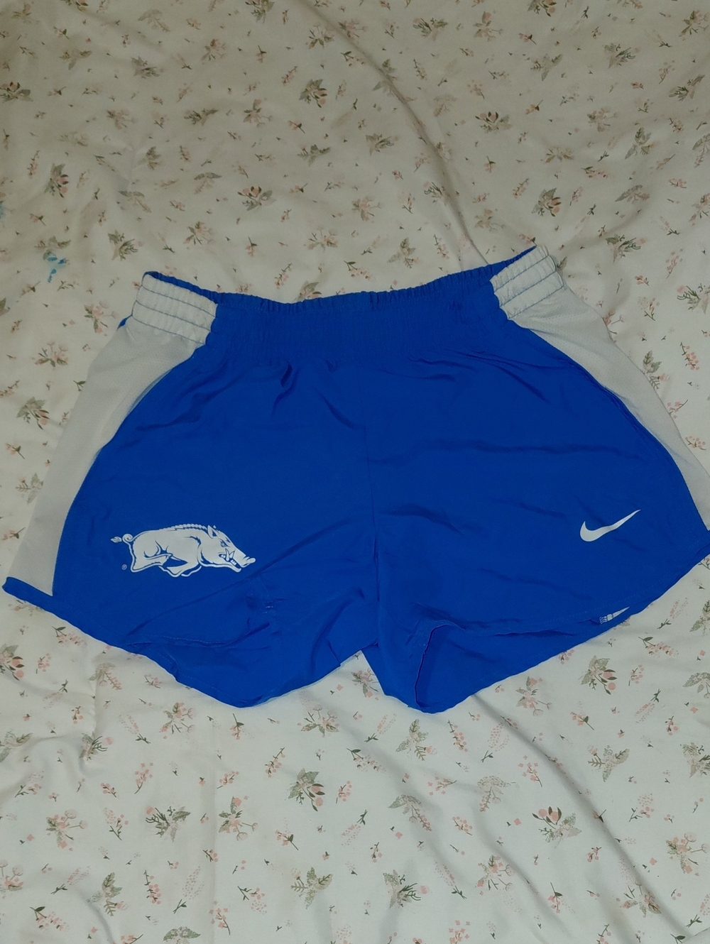 Nike Women’s Royal Blue Athletic Shorts with White Panels and Swoosh